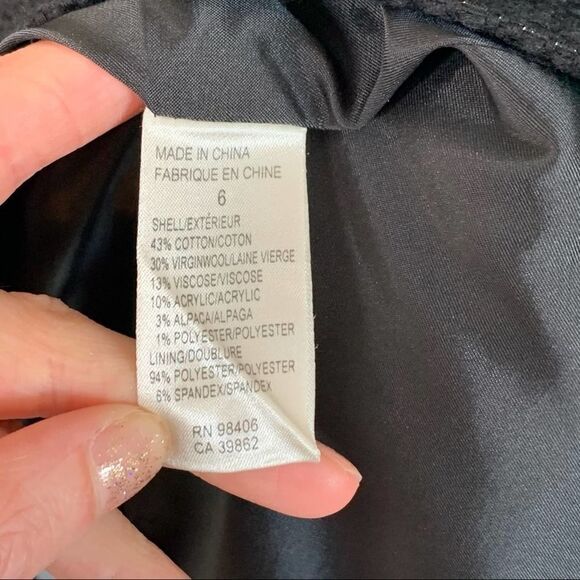 Theory Frieda Black Tweed Virgin Wool Pencil Skirt - Picture 5 of 10